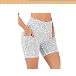 Women's HeathYoga Heather Gray High-Waisted Shorts with Pockets size Medium